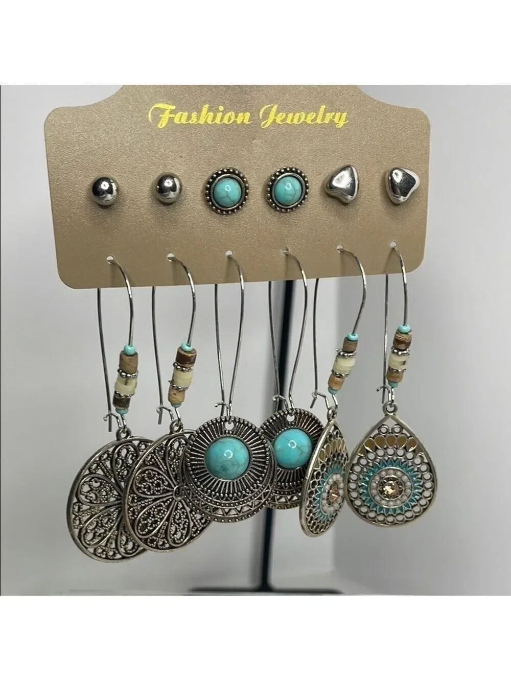 Fashion Jewelry Silver and Blue Earrings Set